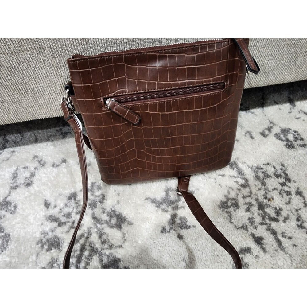 NEW Rosetti Maeve Crossbody Brown Mud Croco Hand Bag Zipper Pockets Chain Strap - Picture 3 of 9
